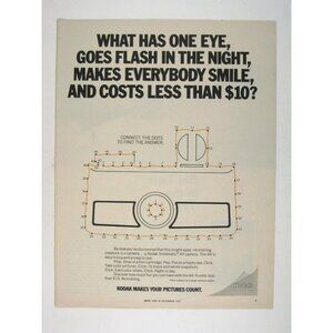 Print Ad Kodak Instamatic Camera Has One Eye Makes Everybody Smile 1971 Vintage
